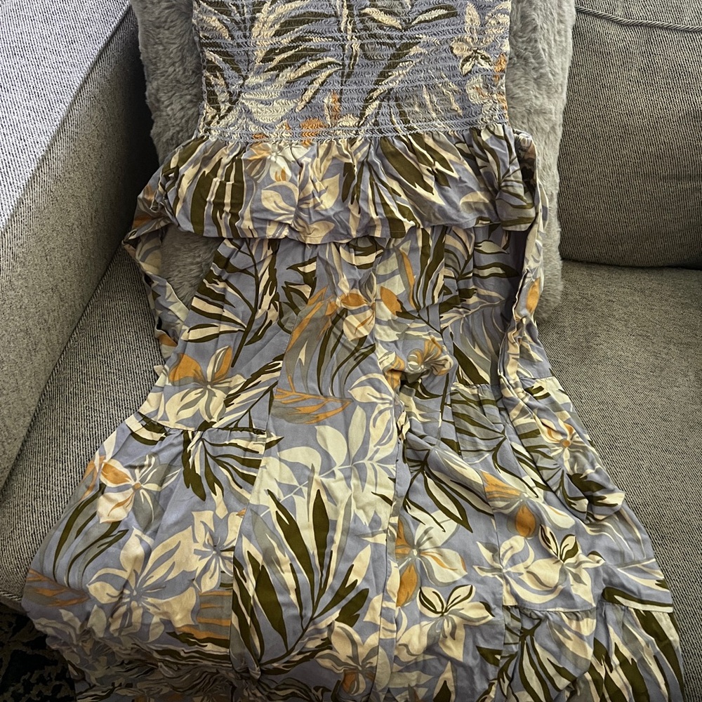 Leaf Print Wide Leg Jumpsuit